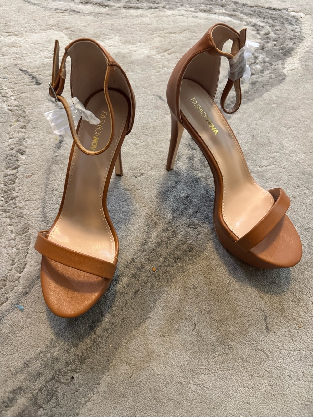 Fashion Nova Tan Ankle-Strap Stiletto Sandals